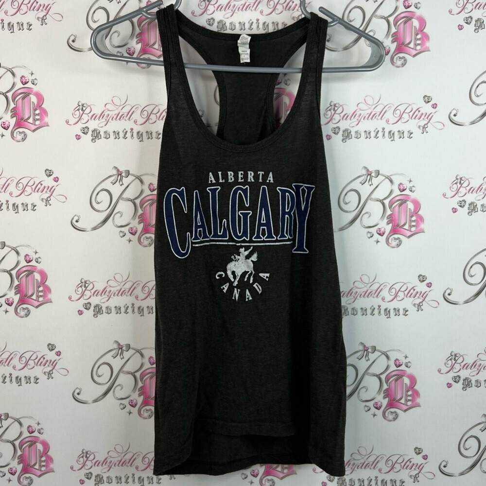 Deluxe tank top Canada Calgary Graphic Black Tank Top horse stampede grey